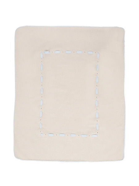  Little Bear Border-stitched Wool Blanket - Neutrals 