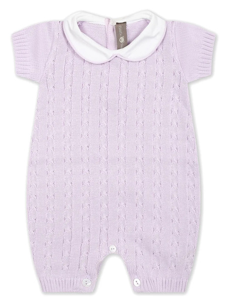  Little Bear Cable-knit Cotton Romper - Purple 