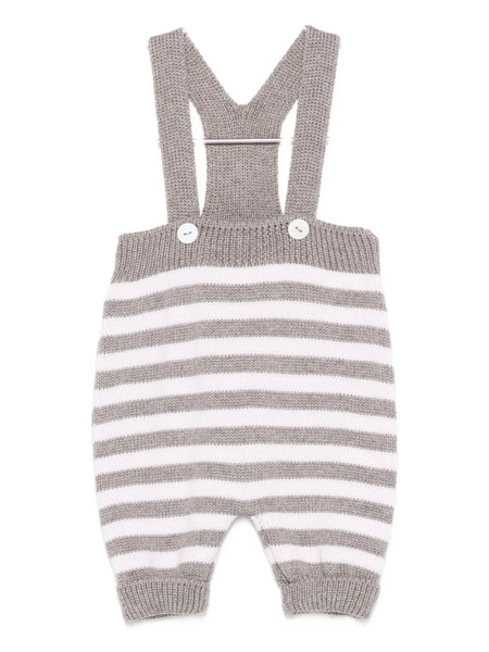  Little Bear Striped Button Playsuit - Grey 