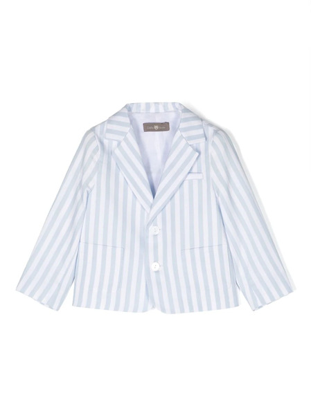  Little Bear Striped Single-breasted Blazer - White 
