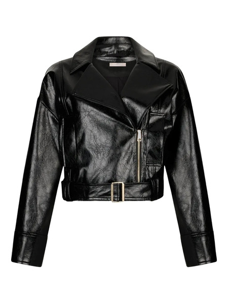  Liu Jo Belted Lapelled Biker Jacket - Black 