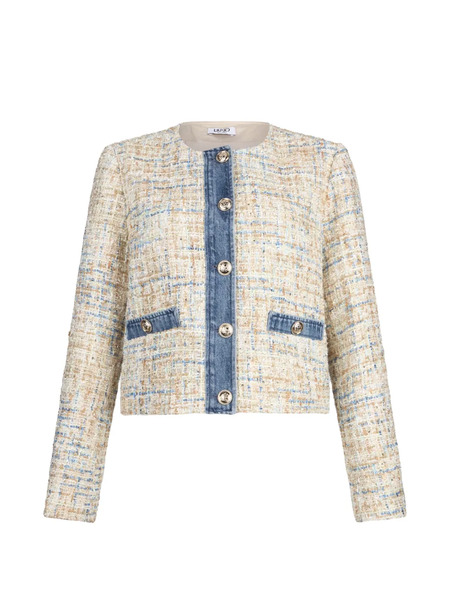  Liu Jo Bouclé Denim-trim Jacket - Neutrals 
