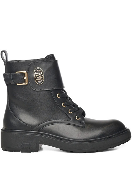  Liu Jo Buckle Logo Plaque Boots - Black 