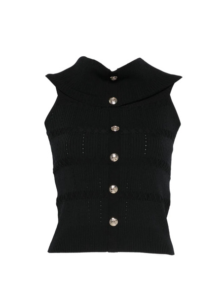  Liu Jo Button Collared Tank Top - Black 