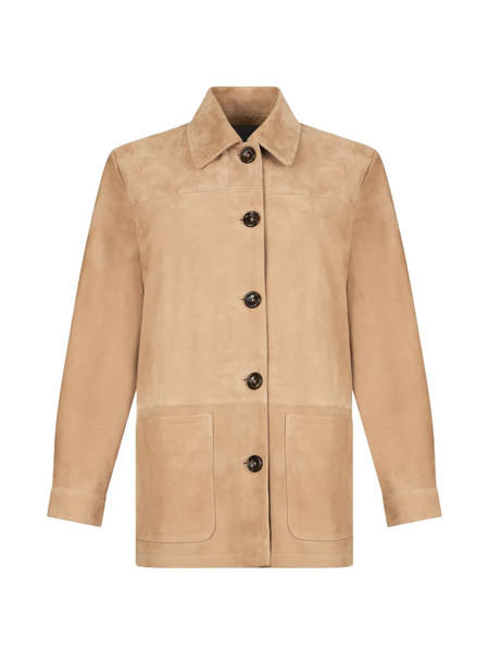  Liu Jo Collar Pockets Suede Jacket - Neutrals 