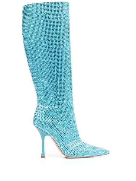  Liu Jo Crystal-embellished Pointed-toe Boots - Blue 