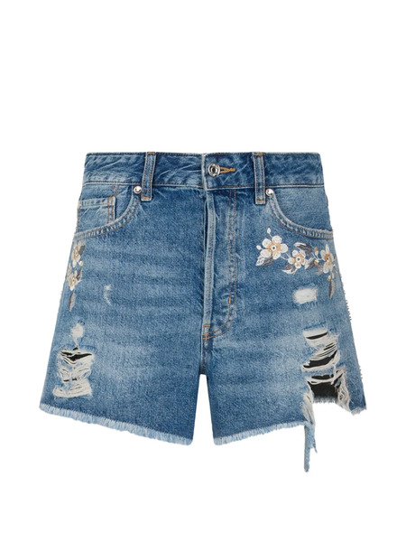  Liu Jo Distressed-effect Shorts - Blue 