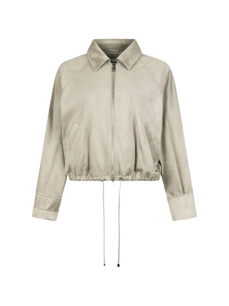  Liu Jo Drawstring Suede Bomber Jacket - Grey 