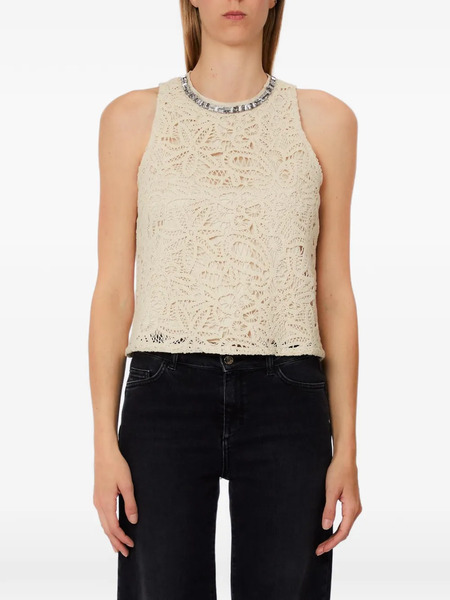  Liu Jo Embellished Lace Top - Neutrals 