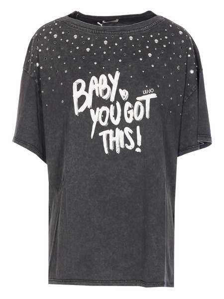  Liu Jo Embellished Printed T-shirt - Grey 