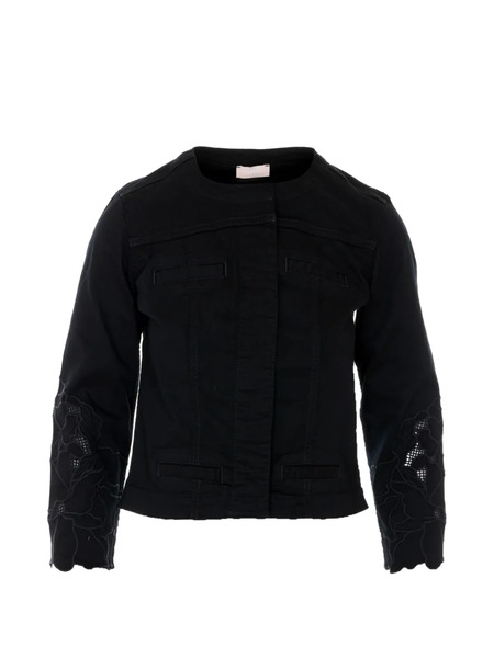  Liu Jo Embroidered Crewneck Jacket - Black 