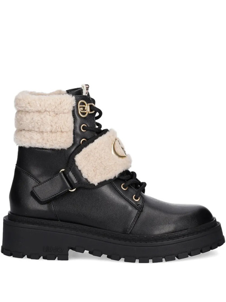  Liu Jo Faux Fur-trim Combat Boots - Black 