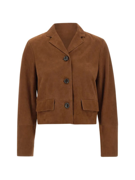  Liu Jo Flap Pockets Button Leather Jacket - Brown 