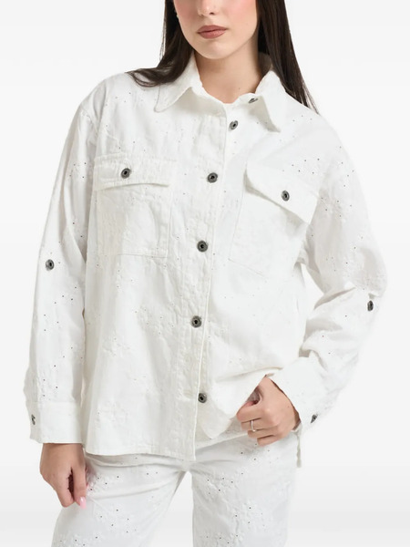  Liu Jo Floral-embroidered Button Jacket - White 