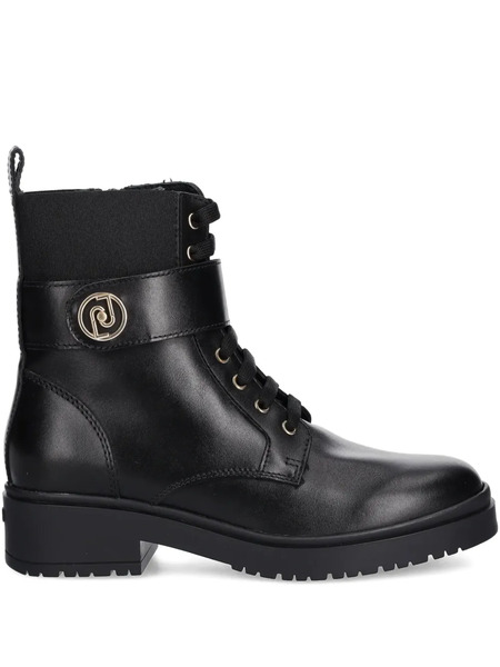  Liu Jo Logo-appliqué Combat Boots - Black 