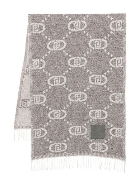  Liu Jo Logo Fringed Scarf - Grey 