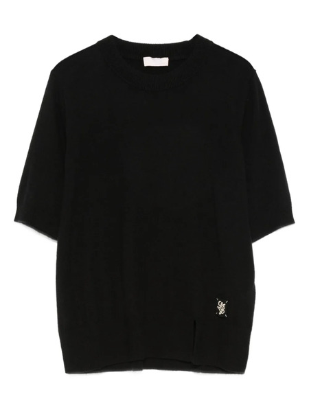  Liu Jo Logo-patch Short-sleeve Sweater - Black 