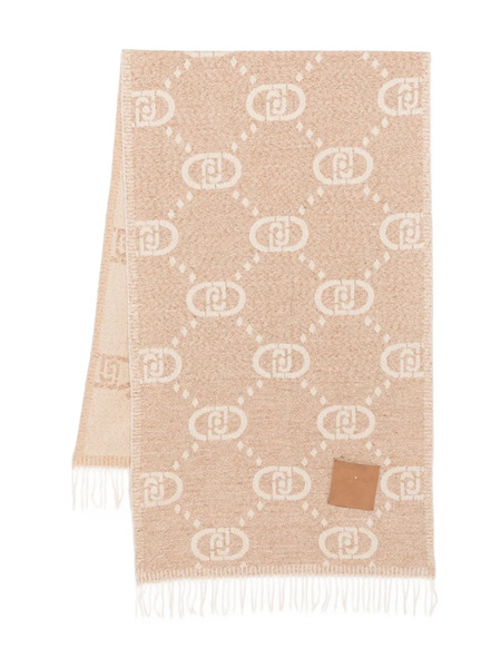  Liu Jo Logo-pattern Fringed Scarf - Neutrals 