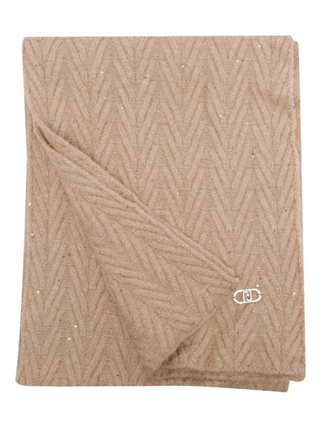  Liu Jo Logo-plaque Chevron Scarf - Neutrals 