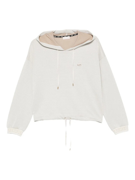  Liu Jo Logo-plaque Drawstring Hoodie - Neutrals 