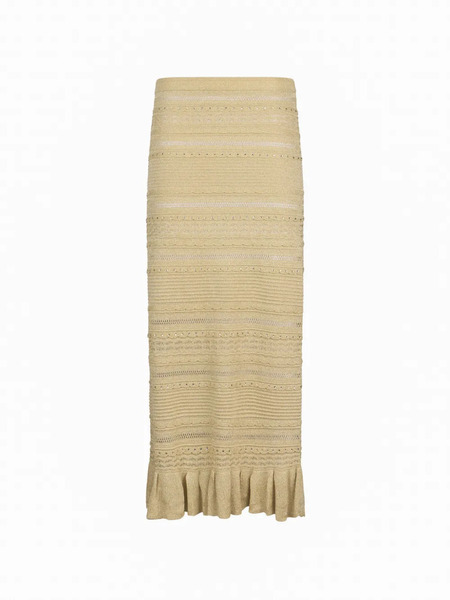  Liu Jo Openwork Flounced Midi Skirt - Yellow 