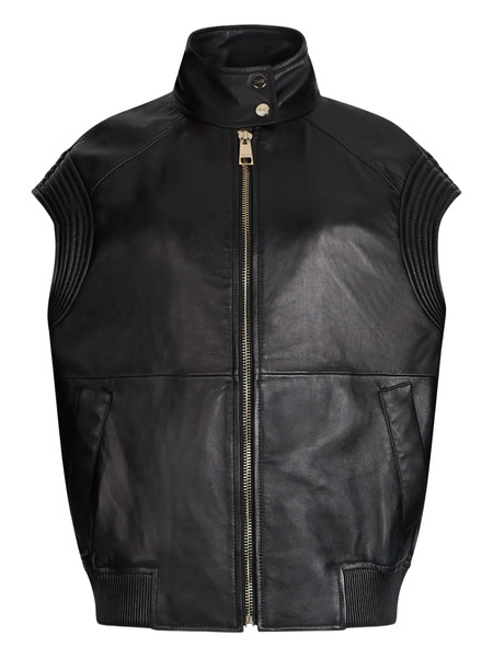  Liu Jo Oversized Leather Gilet - Black 