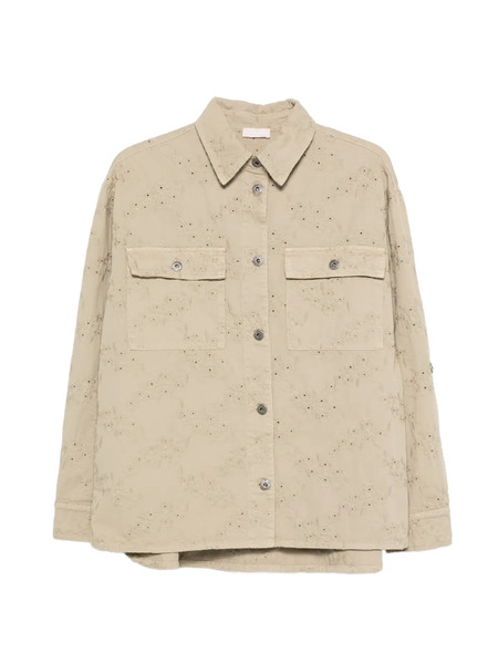  Liu Jo Pockets Eyelet Cotton Jacket - Neutrals 