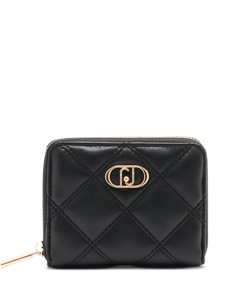  Liu Jo Quilted Monogram Logo Wallet - Black 