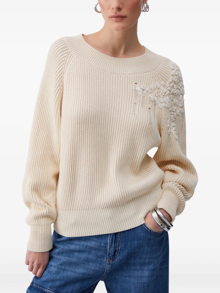  Liu Jo Raffia Embroidery Sweater - Neutrals 