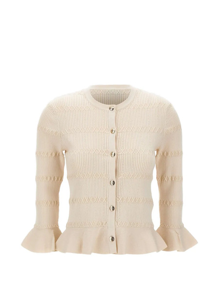  Liu Jo Ruffled-cuff Buttoned Cardigan - White 