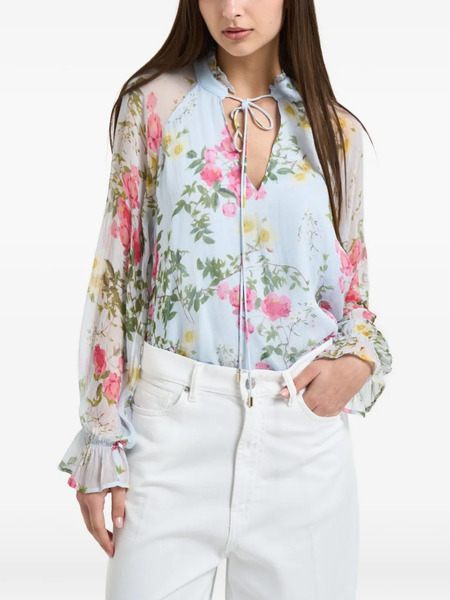  Liu Jo Ruffled Floral-print Blouse - Blue 