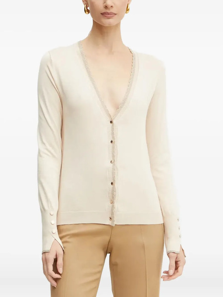  Liu Jo Scalloped-trim Button-fastening Cardigan - Neutrals 