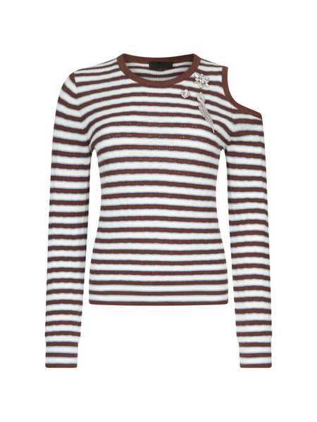  Liu Jo Striped Cut-out Sweater - Brown 
