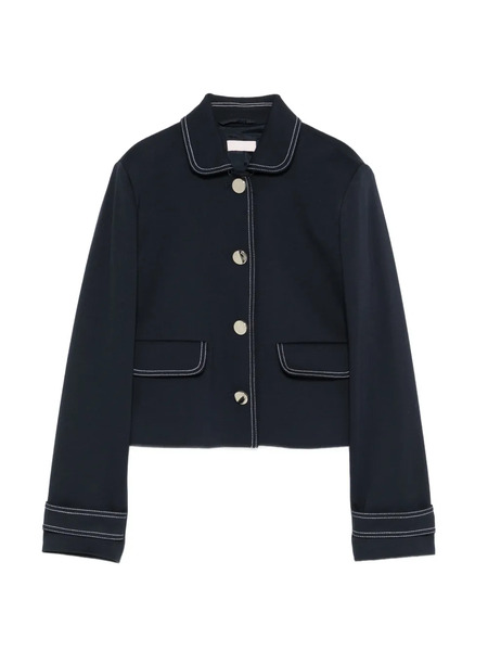  Liu Jo Topstitch Buttoned Jacket - Blue 
