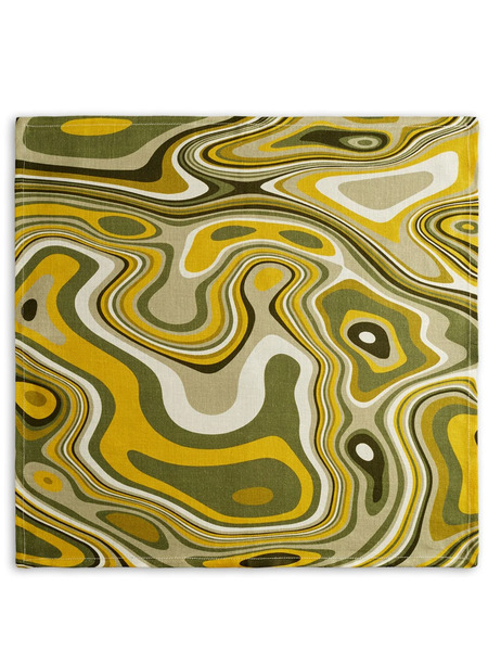  L'objet Sateen Waves Linen Napkins - Green 