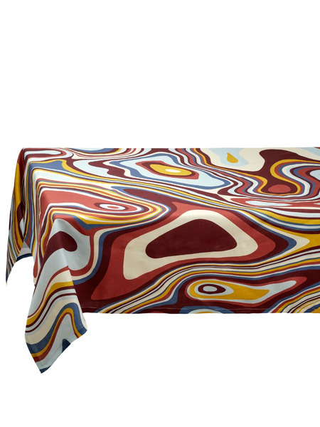  L'objet Sateen Waves Linen Tablecloth - Red 