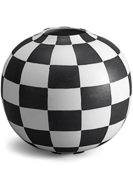  L'objet Small Damier Checkerboard Vase (20cm) - Black 