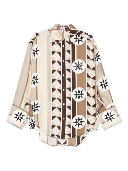  Loewe Abstract-print Silk Shirt - Neutrals 