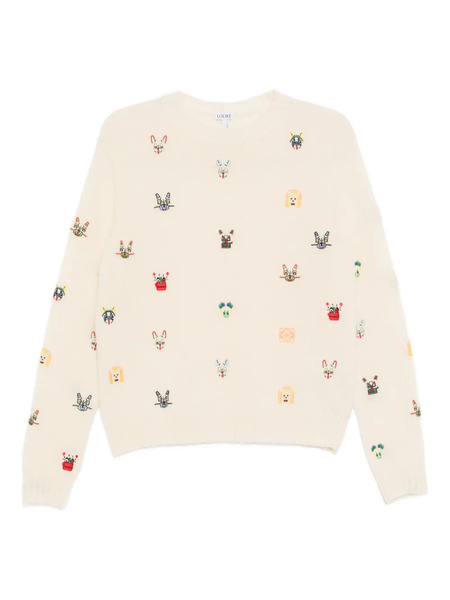  Loewe Animal-embroidered Jumper - Neutrals 