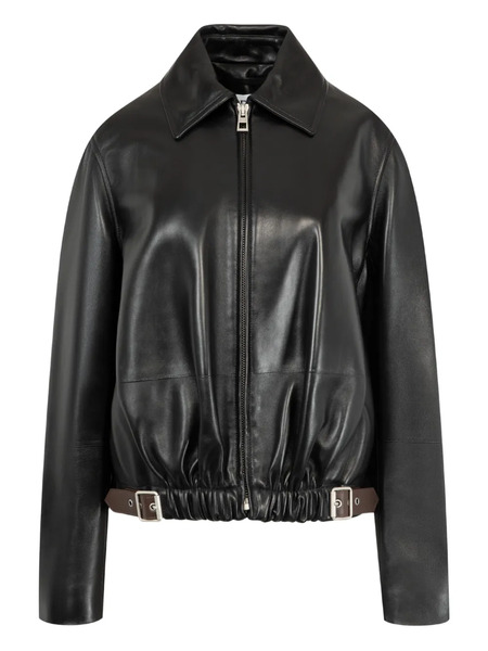  Loewe Belted Leather Jacket - Black 