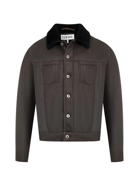  Loewe Button Shearling Trucker Jacket - Brown 