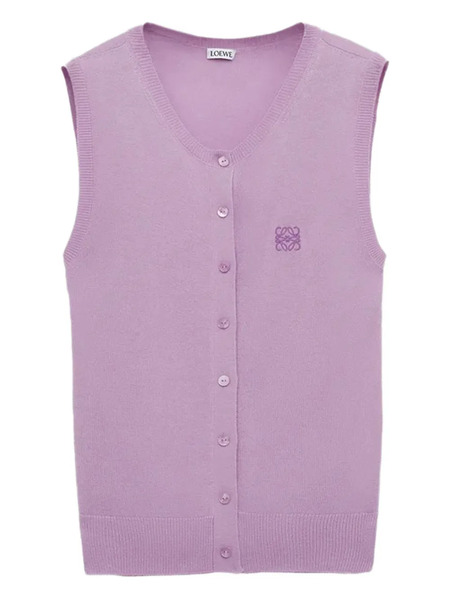  Loewe Buttoned Logo-embroidered Vest - Pink 