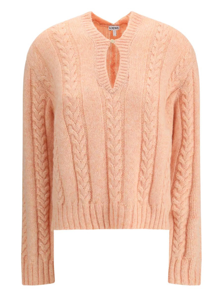  Loewe Cable-knit V-neck Sweater - Pink 