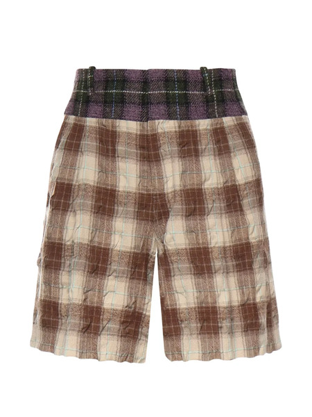  Loewe Check Panelled Shorts - Brown 
