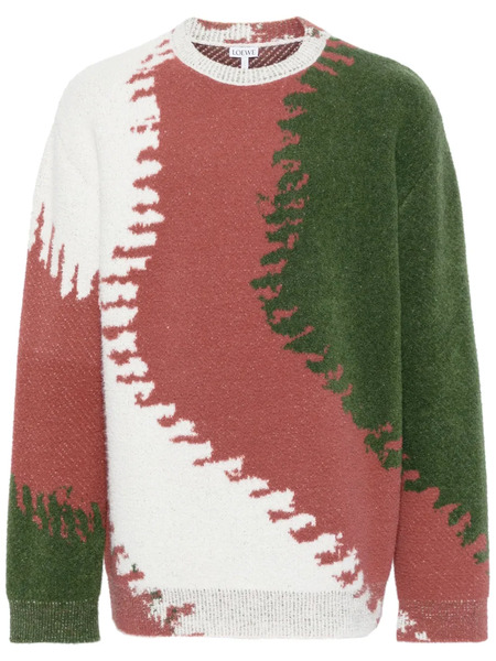  Loewe Colour-block Jacquard Jumper - Red 