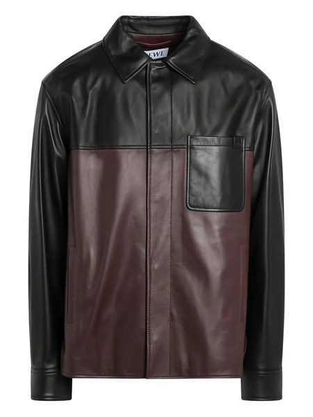  Loewe Colour-block Pocket Leather Jacket - Black 