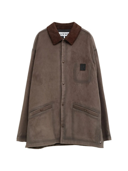  Loewe Corduroy-collar Logo-patch Jacket - Brown 