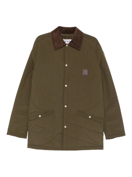  Loewe Corduroy-collar Logo-patch Quilted Coat - Green 