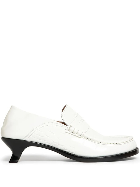  Loewe Crocodile-embossed Penny Pumps - White 
