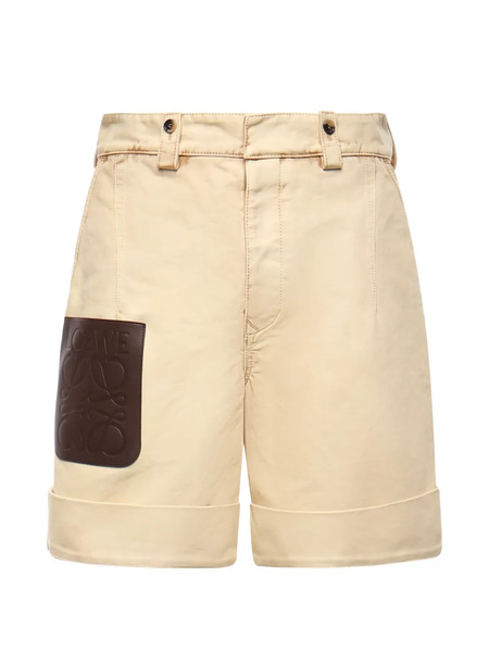  Loewe Cuffed Logo Shorts - Neutrals 